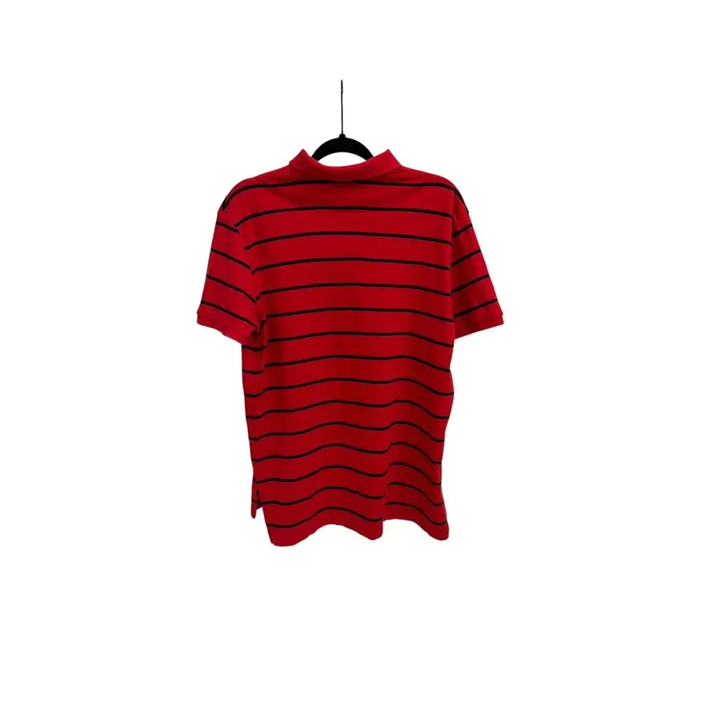 Polo Ralph Lauren Preppy Red Blue Striped Short Sleeve Shirt Size Men's Large